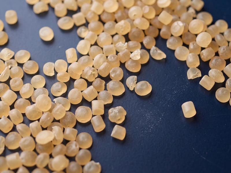 Amber hot-melt adhesive granules